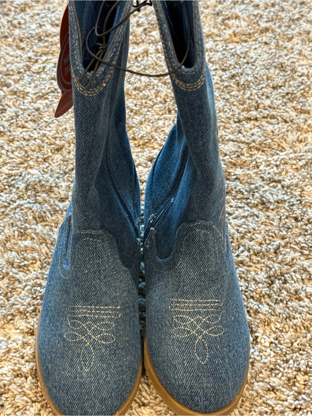 Denim Blue Pull-On Ankle Boots